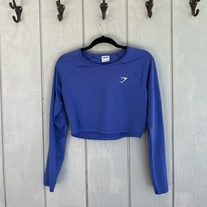 Blue Gymshark Training Long Sleeve Crop Top